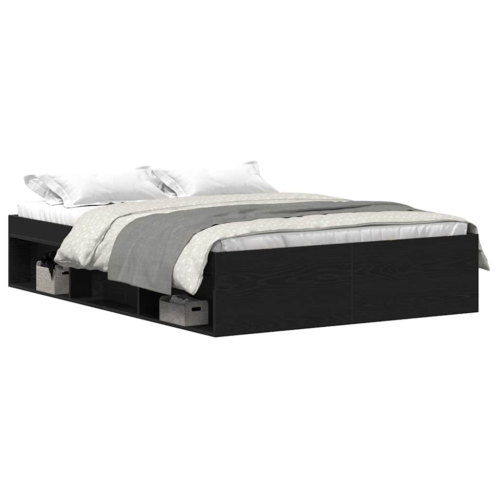 Cadre de lit sans matelas chêne noir 120 x 200 cm bois d'ingénierie - XIOS