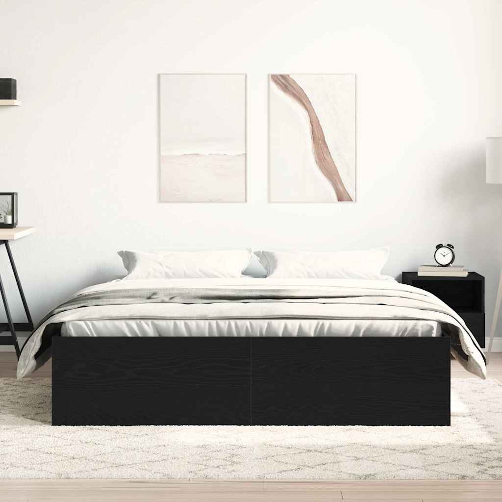 Cadre de lit sans matelas en chêne noir 160x200 cm bois d'ingénierie - XIOS