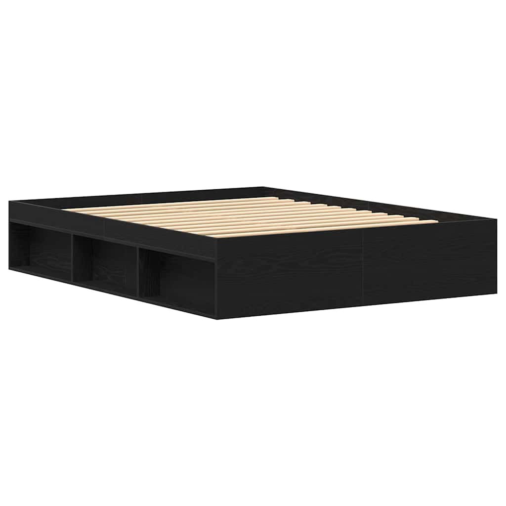 Cadre de lit sans matelas en chêne noir 160x200 cm bois d'ingénierie - XIOS
