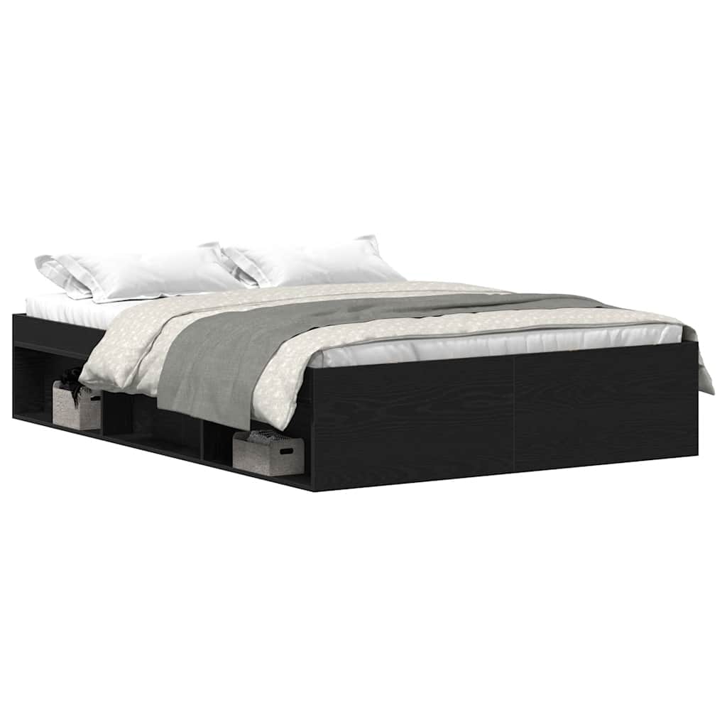 Cadre de lit sans matelas chêne noir 120 x 190 cm bois d'ingénierie - XIOS