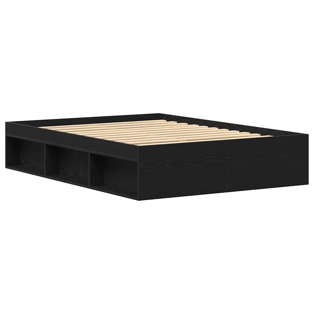 Cadre de lit sans matelas chêne noir 140 x 190 cm bois d'ingénierie