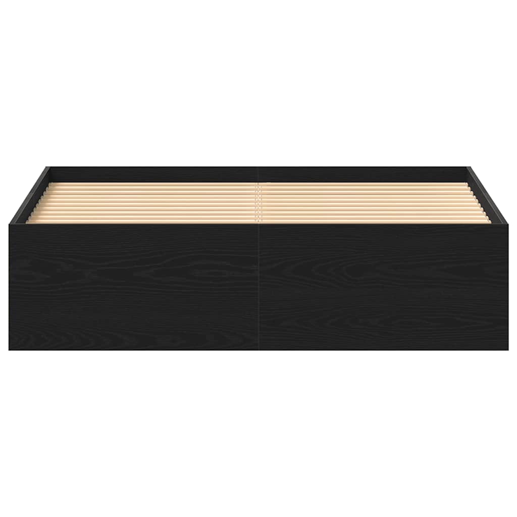 Cadre de lit sans matelas chêne noir 140 x 190 cm bois d'ingénierie