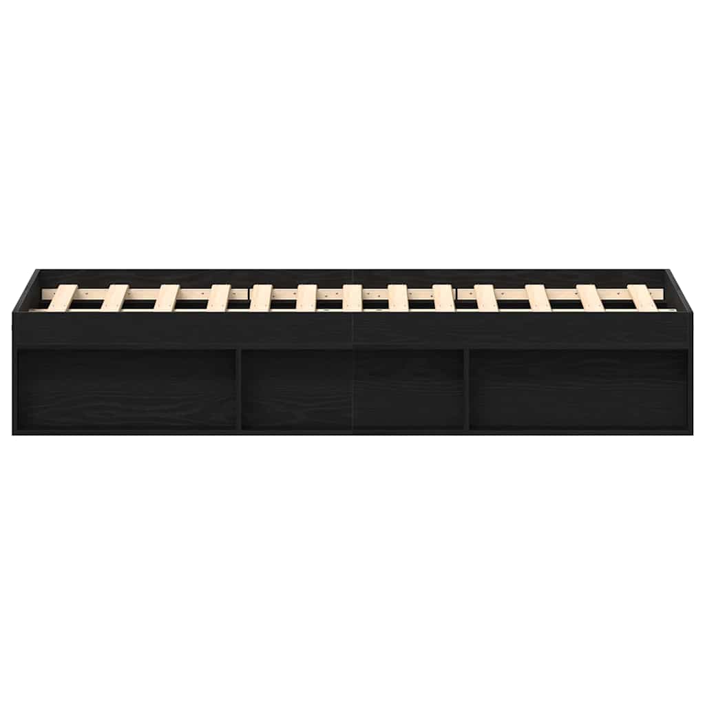 Cadre de lit sans matelas chêne noir 140 x 190 cm bois d'ingénierie