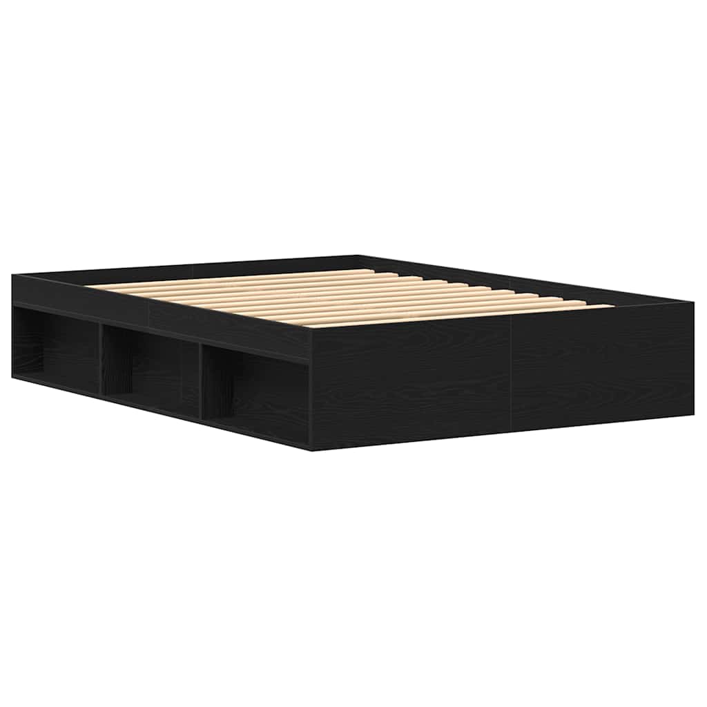 Cadre de lit sans matelas chêne noir 140 x 190 cm bois d'ingénierie