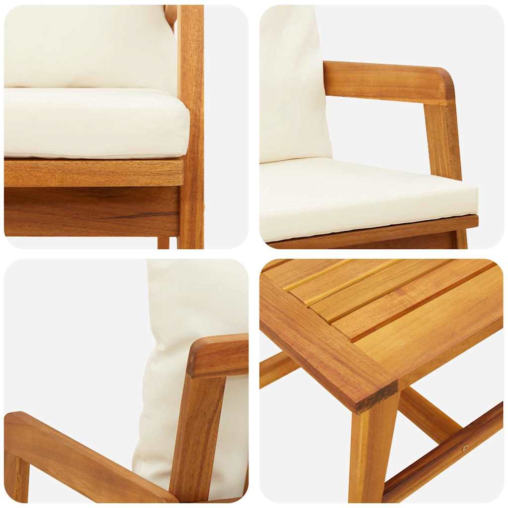 Ensemble bistrot avec coussin 3 pcs Marron Bois d'Acacia Massif - XIOS