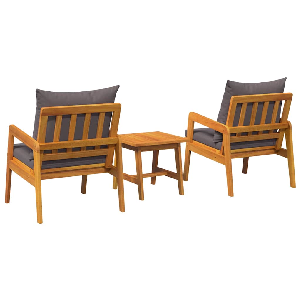 Ensemble bistrot avec coussin 3 pcs Marron Bois d'Acacia Massif