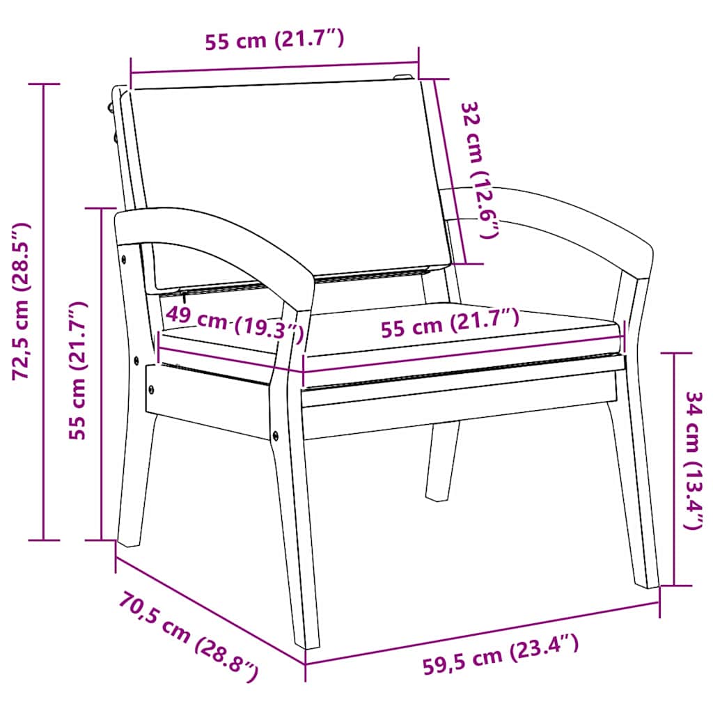 Chaise de jardin 2 pcs Huile Naturelle Bois d'Acacia Massif - XIOS