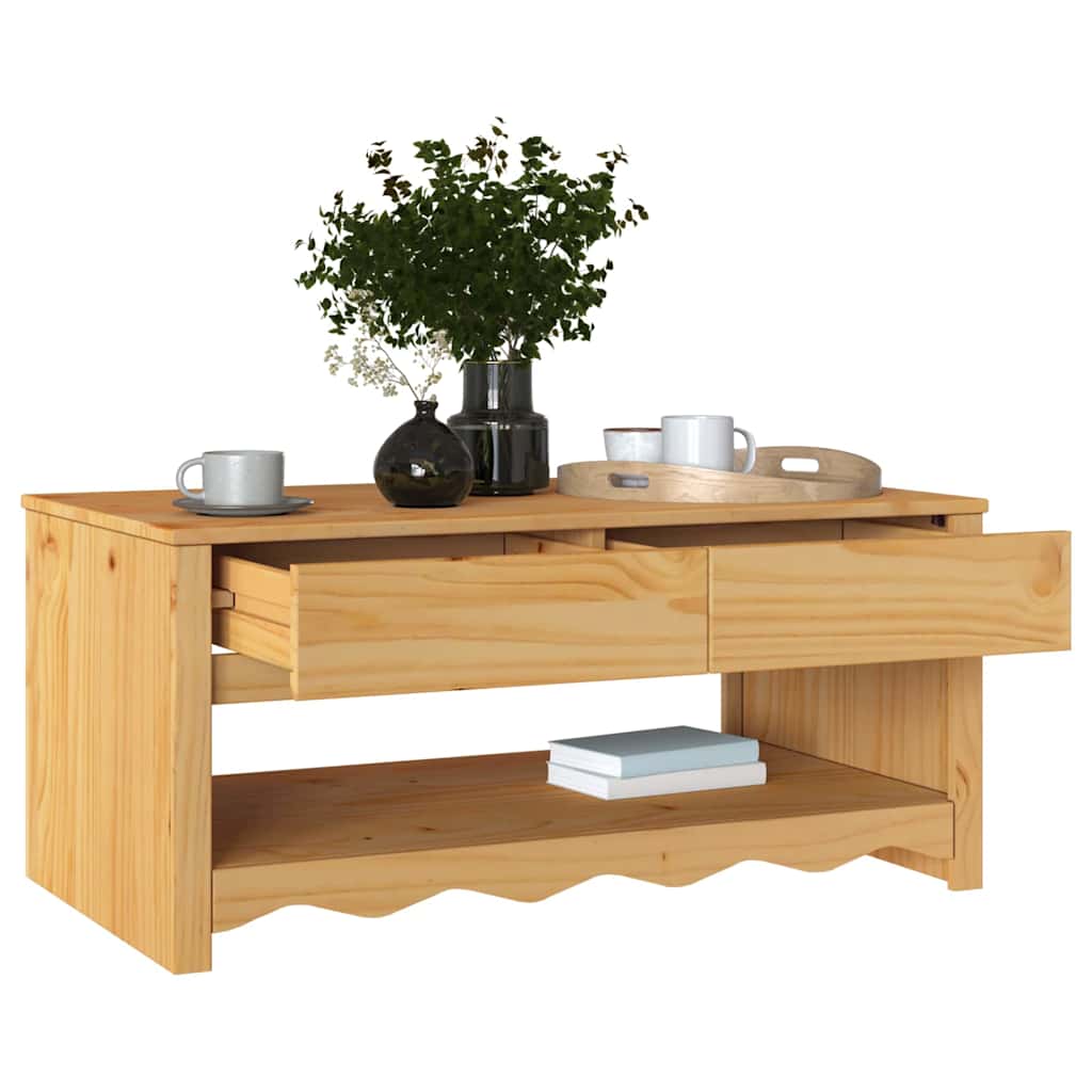 Table basse Drammen Chêne 99 x 55 x 45 cm Bois massif en pin - XIOS