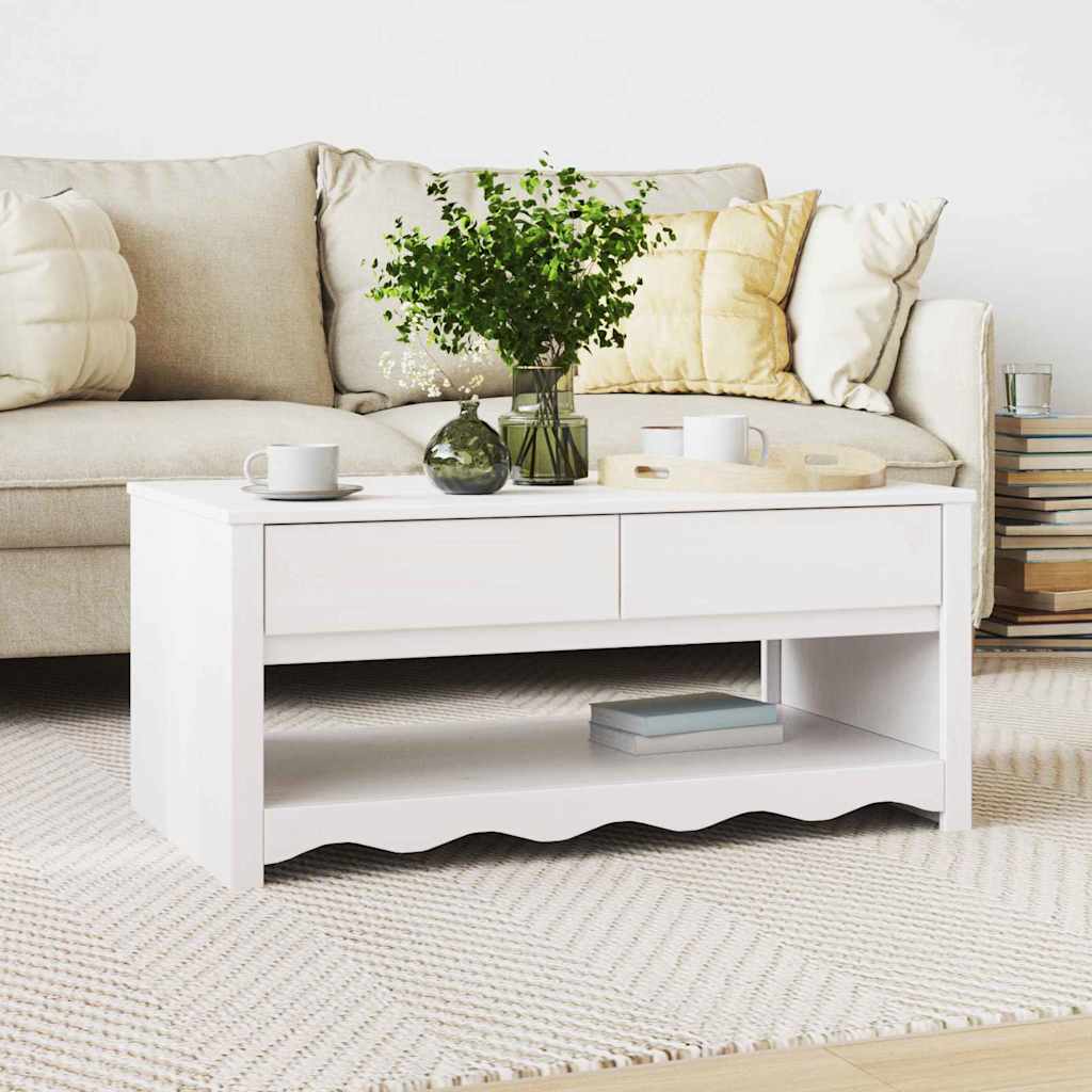Table basse Drammen Blanc 99 x 55 x 45 cm Bois massif en pin - XIOS