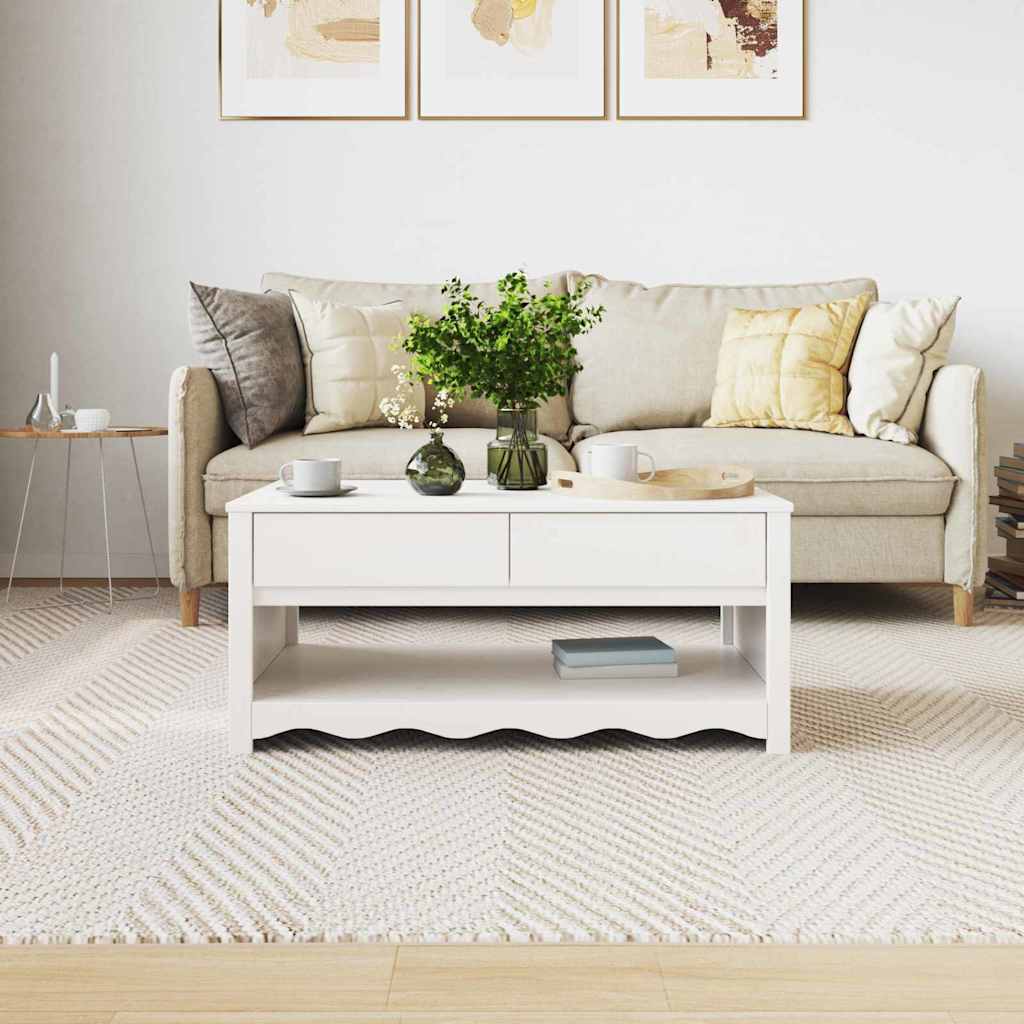 Table basse Drammen Blanc 99 x 55 x 45 cm Bois massif en pin - XIOS