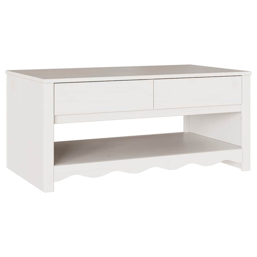 Table basse Drammen Blanc 99 x 55 x 45 cm Bois massif en pin - XIOS
