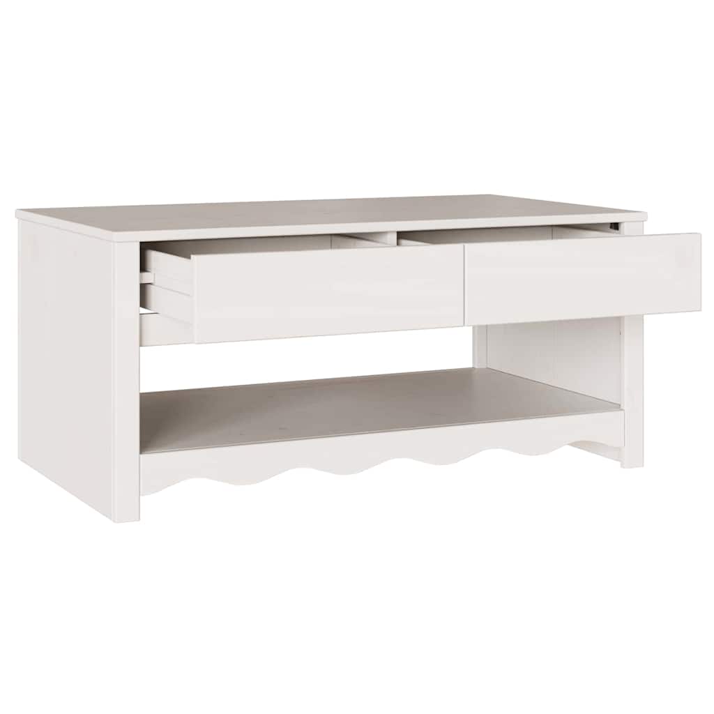 Table basse Drammen Blanc 99 x 55 x 45 cm Bois massif en pin - XIOS