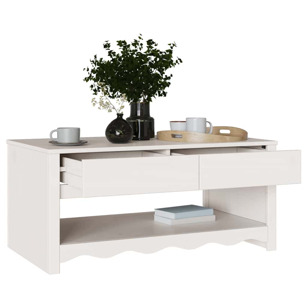 Table basse Drammen Blanc 99 x 55 x 45 cm Bois massif en pin - XIOS