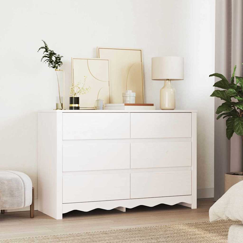 Commode Drammen Blanc 111 x 43 x 73,5 cm Bois de pin massif - XIOS