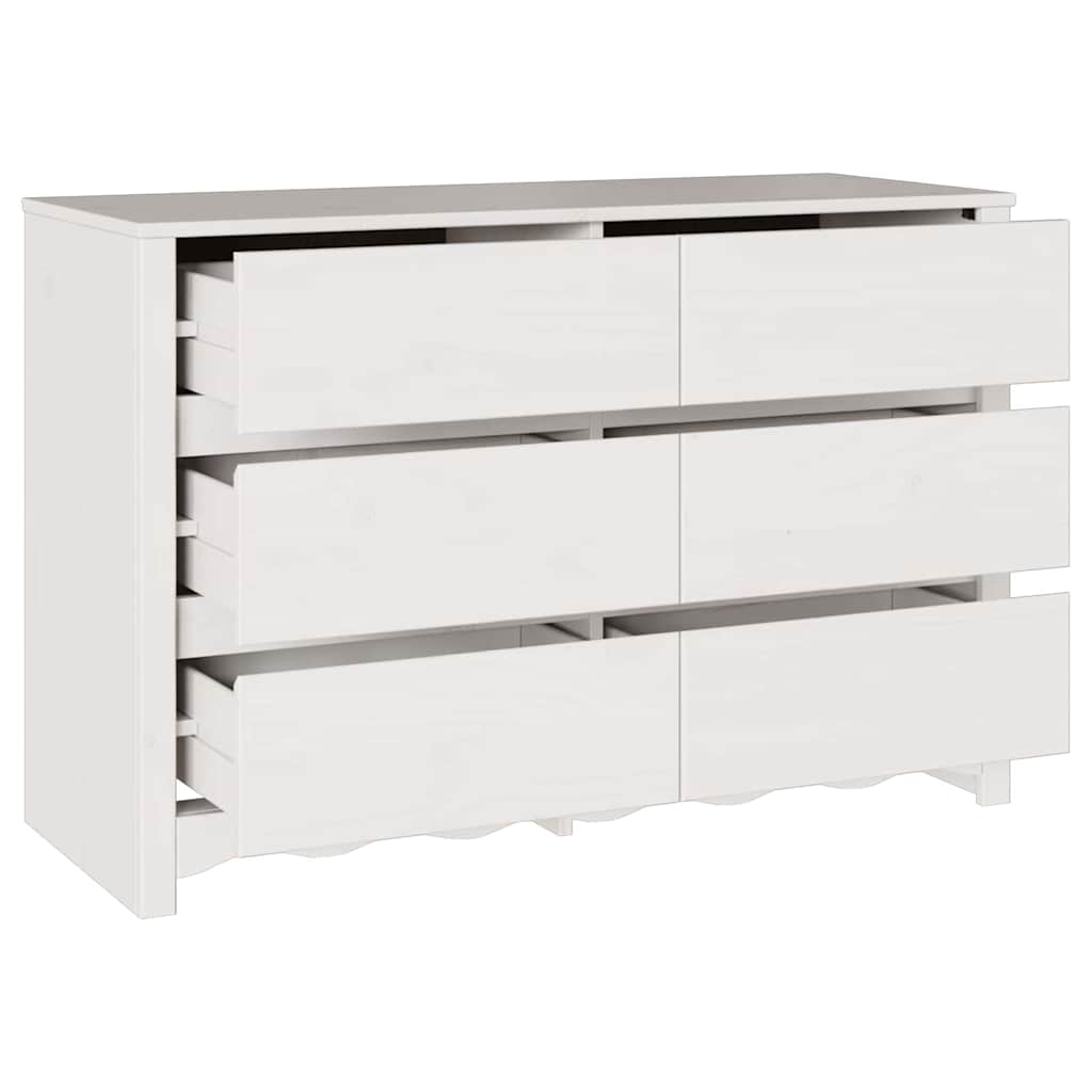 Commode Drammen Blanc 111 x 43 x 73,5 cm Bois de pin massif - XIOS