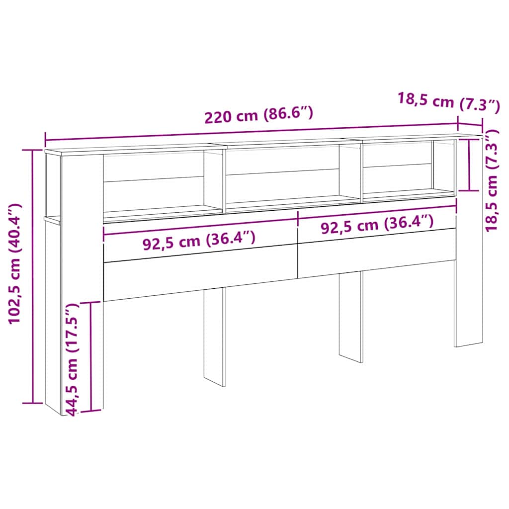 Cabinet de Tête de Lit 220 x 18,5 x 104,5 cm Bois d'ingénierie - XIOS