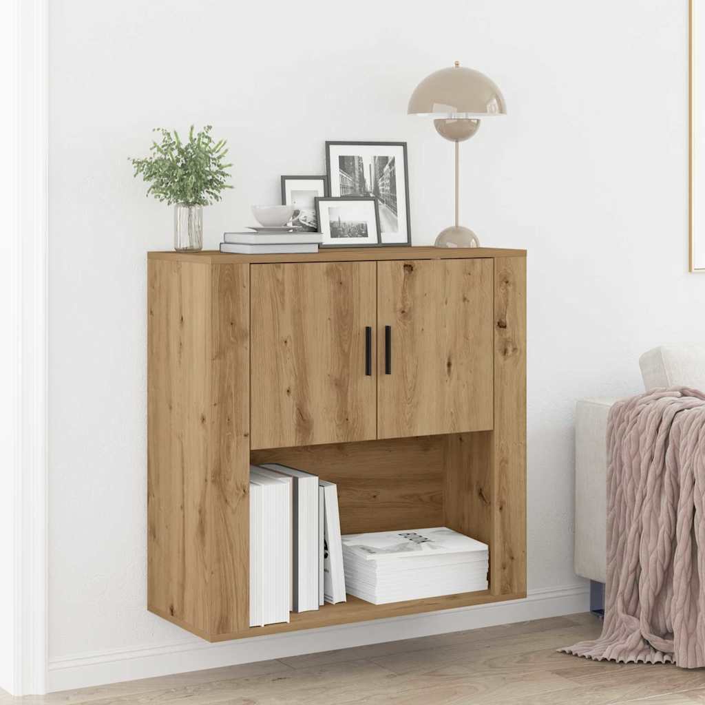 Meuble mural Chêne artisanal 80 x 33 x 80 cm Bois d'ingénierie - XIOS