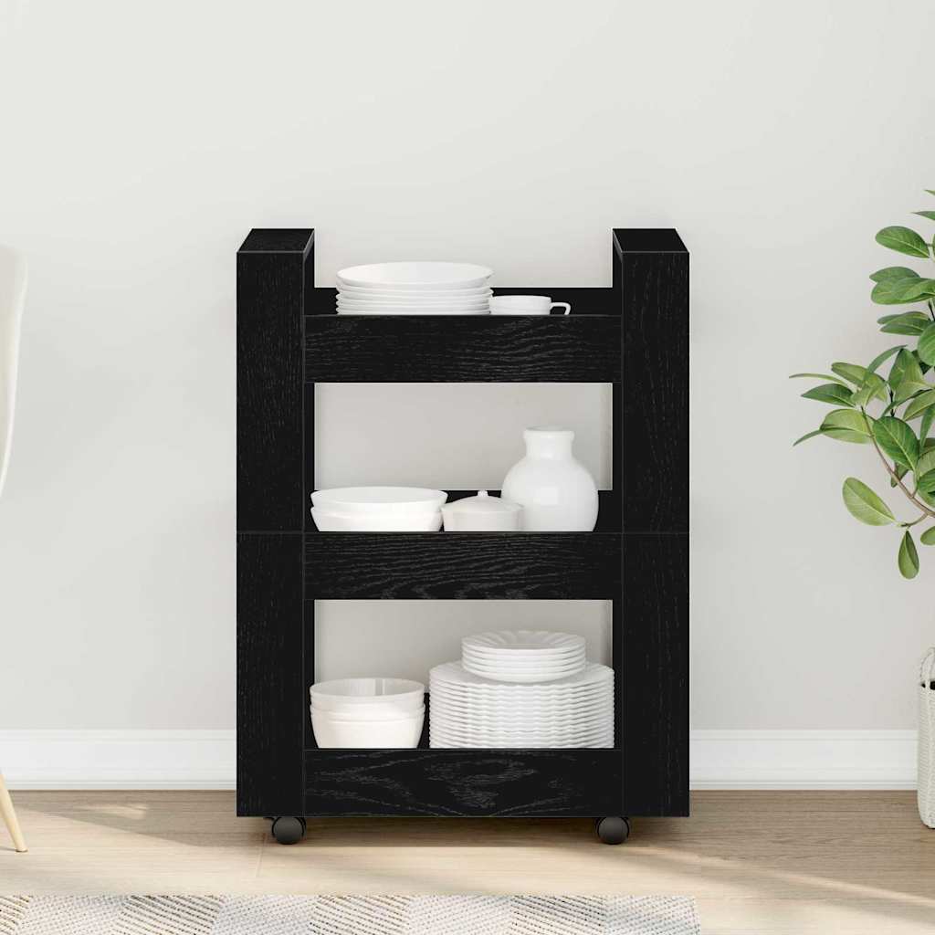 Chariot de cuisine Chêne noir 60 x 45 x 80 cm Bois d'ingénierie - XIOS