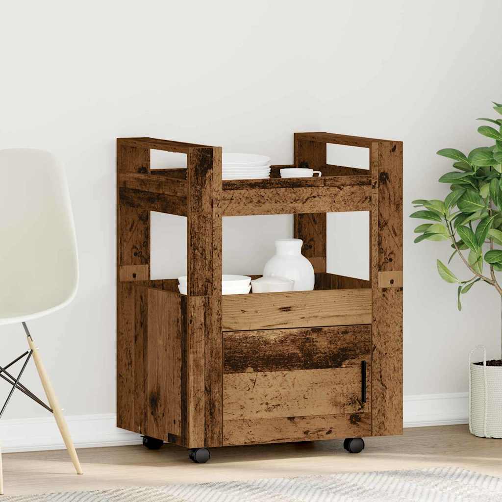 Chariot de cuisine Bois ancien 60 x 45 x 80 cm - XIOS