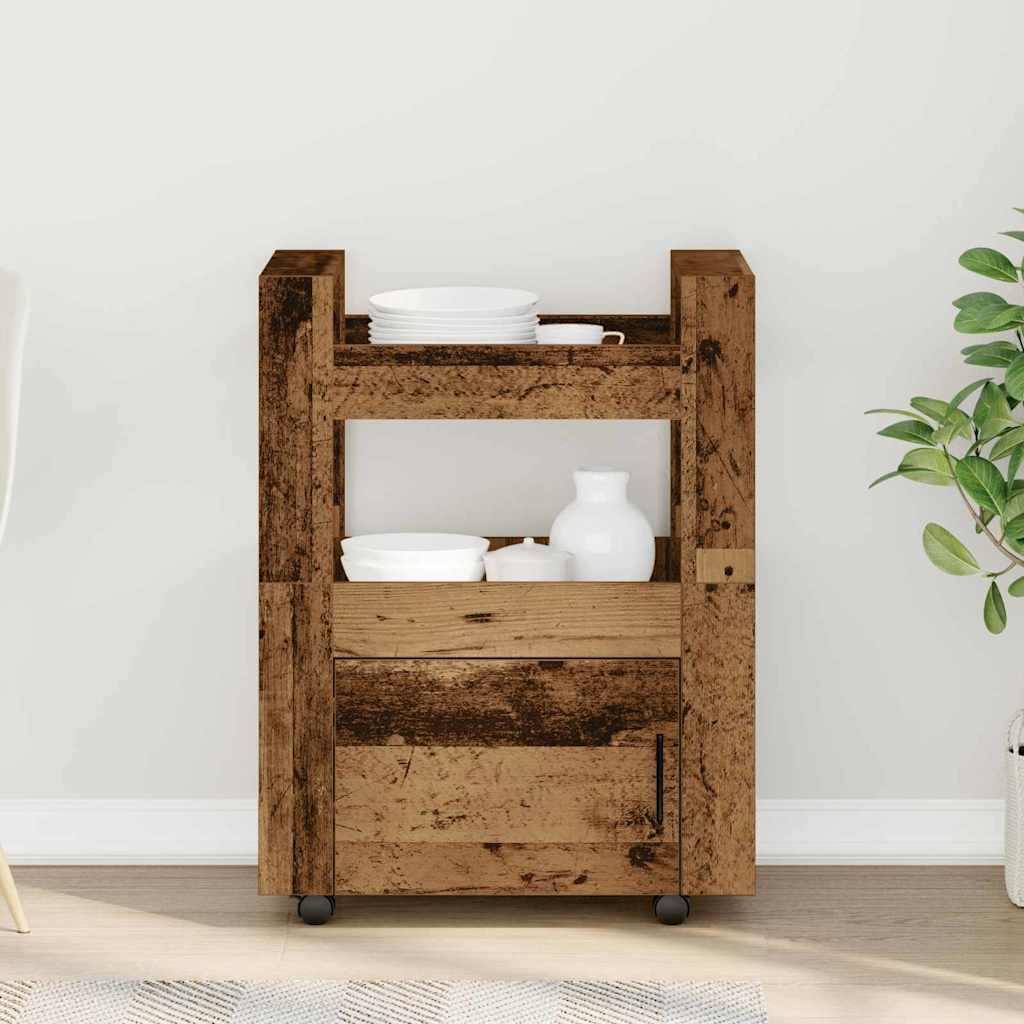 Chariot de cuisine Bois ancien 60 x 45 x 80 cm - XIOS