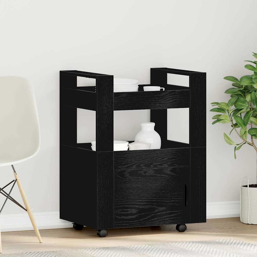 Chariot de cuisine Chêne noir 60 x 45 x 80 cm Bois d'ingénierie - XIOS