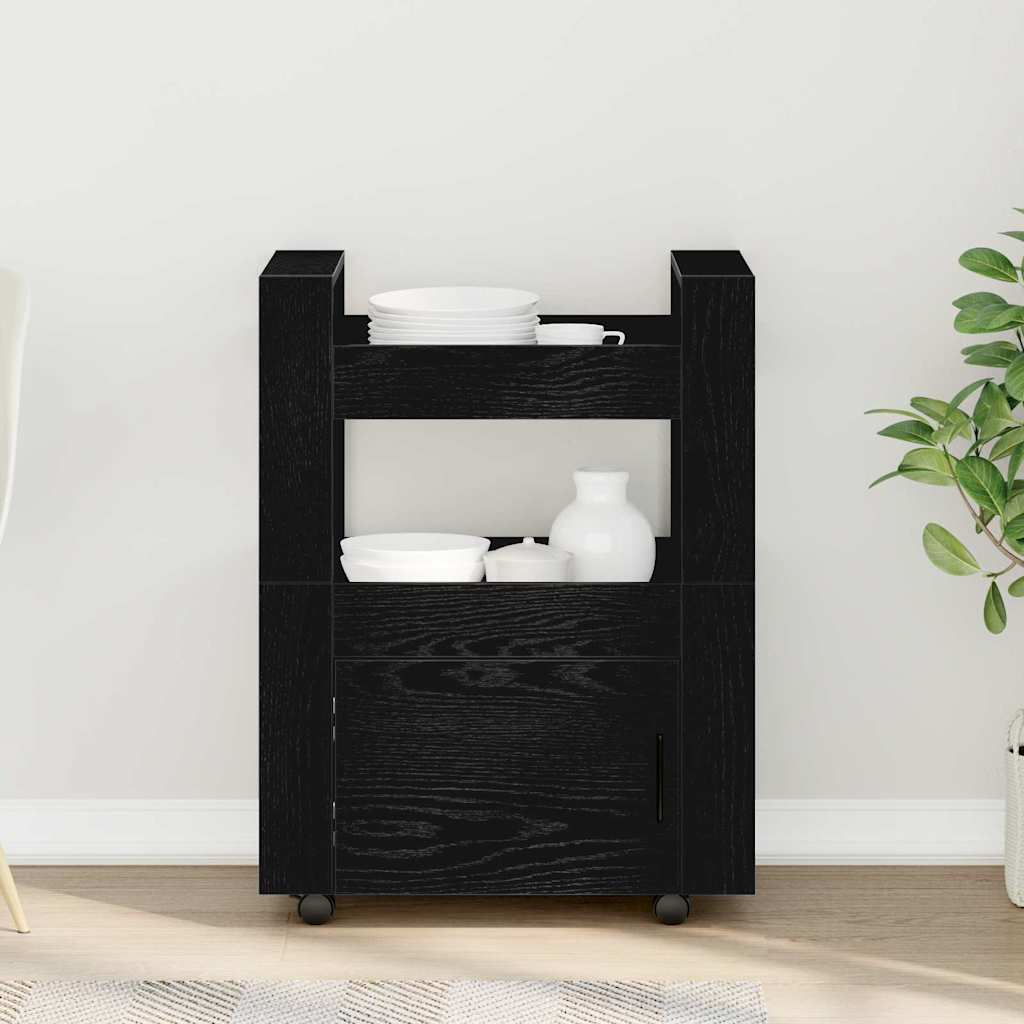 Chariot de cuisine Chêne noir 60 x 45 x 80 cm Bois d'ingénierie - XIOS