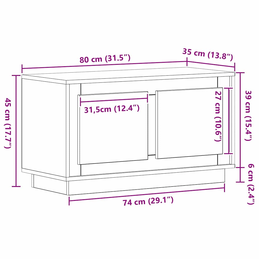 Meuble TV Bois ancien 80 x 35 x 45 cm Bois d'ingénierie - XIOS