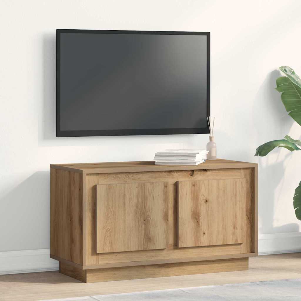 Meuble TV chêne artisanal 80 x 35 x 45 cm Bois d'ingénierie - XIOS