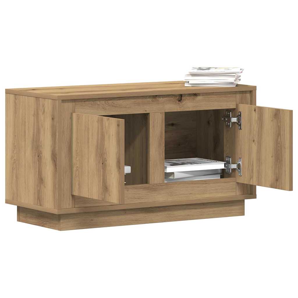 Meuble TV chêne artisanal 80 x 35 x 45 cm Bois d'ingénierie - XIOS