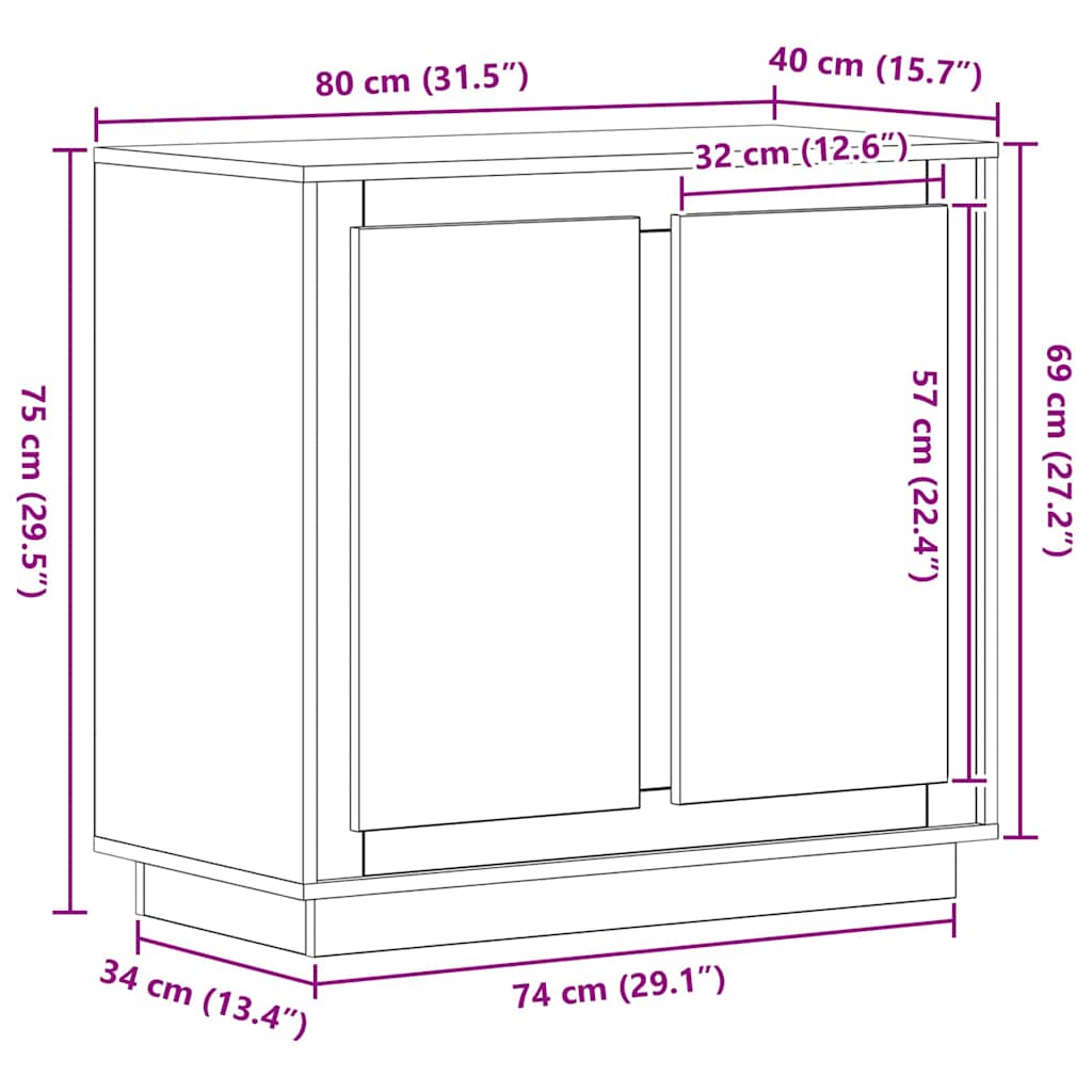 Buffet en Chêne Artisan chêne artisanal 80 x 34 x 75 cm - XIOS