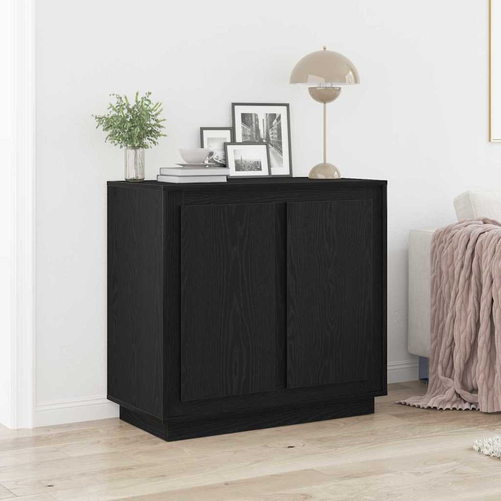 Buffet moderne Chêne noir 80 x 34 x 75 cm Bois d'ingénierie - XIOS