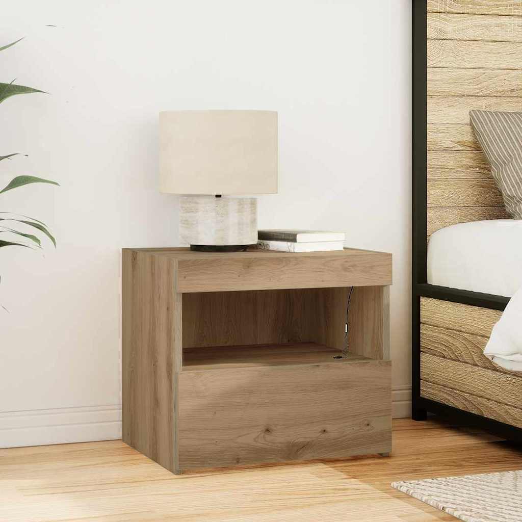 Cabinet de chevet 2 pc Chêne artisanal 50 x 40 x 45 cm - XIOS