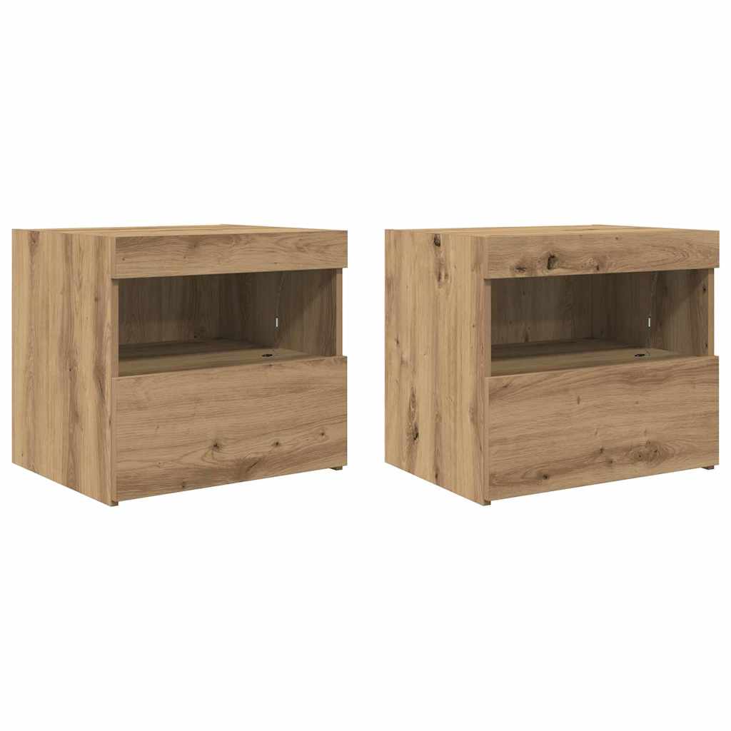 Cabinet de chevet 2 pc Chêne artisanal 50 x 40 x 45 cm - XIOS