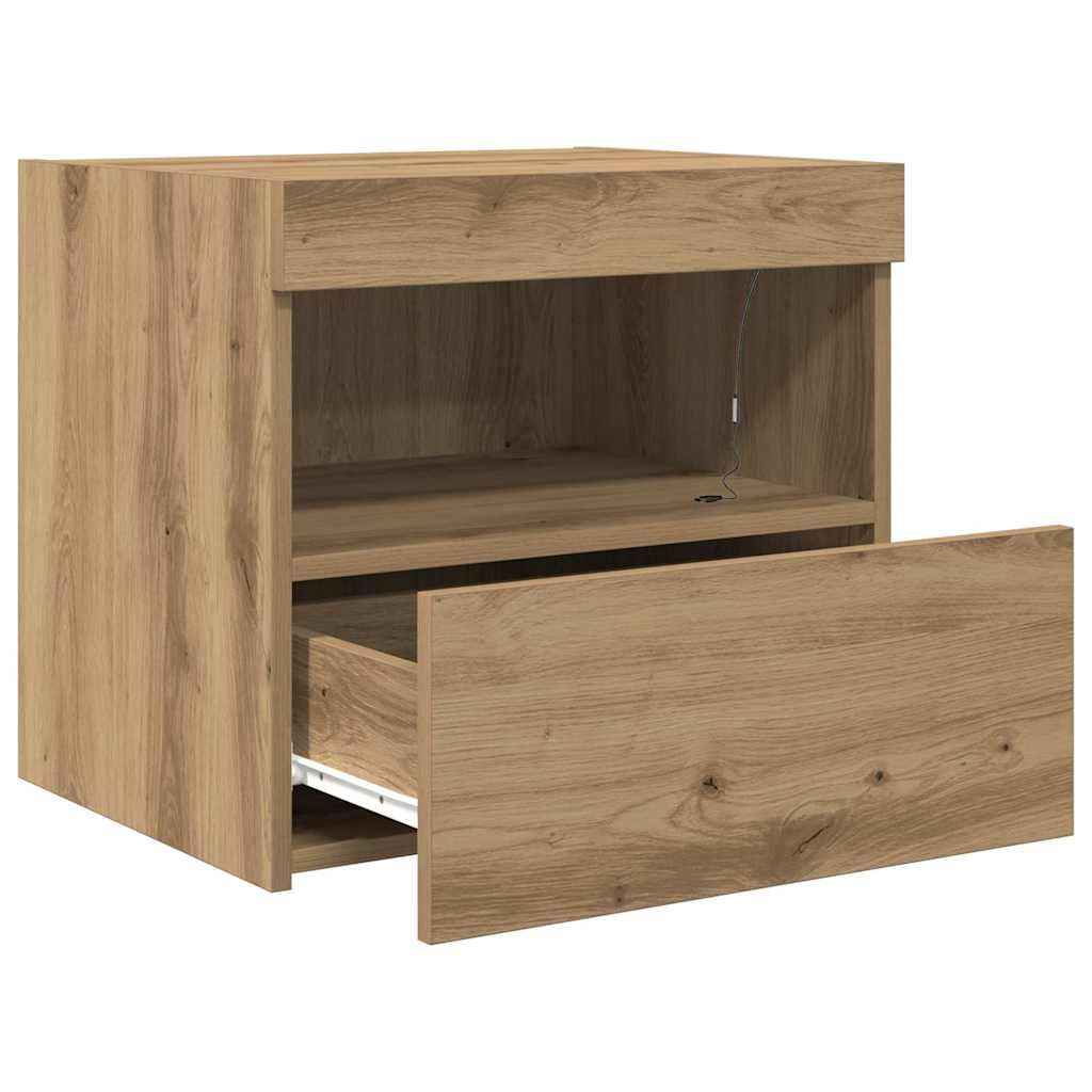 Cabinet de chevet 2 pc Chêne artisanal 50 x 40 x 45 cm - XIOS