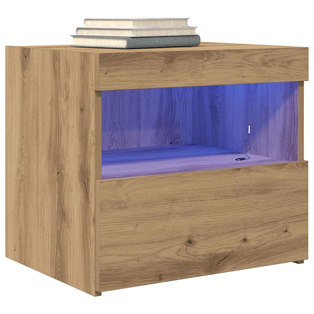 Cabinet de chevet 2 pc Chêne artisanal 50 x 40 x 45 cm - XIOS
