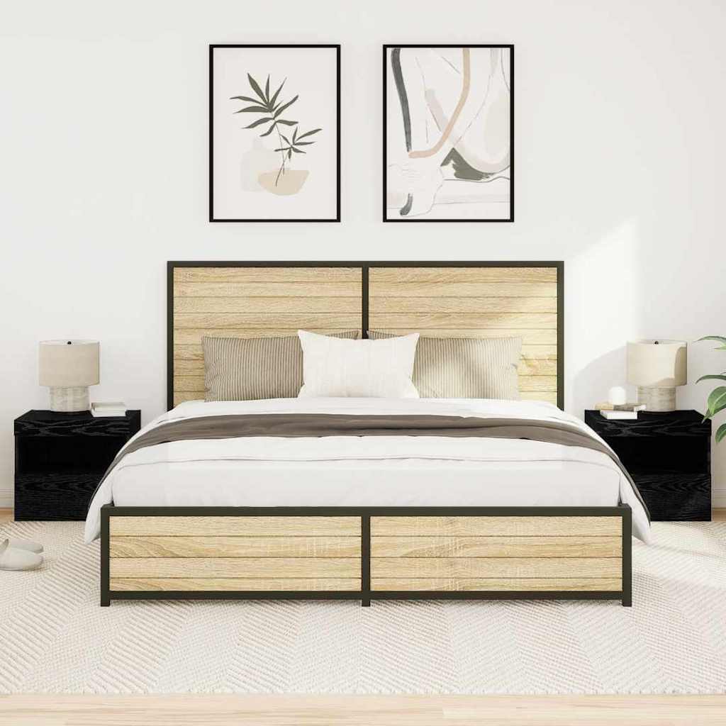 Cabinet de chevet avec tiroir 2 pcs Chêne noir 50 x 40 x 45 cm