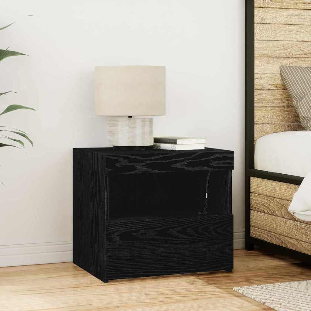 Cabinet de chevet avec tiroir 2 pcs Chêne noir 50 x 40 x 45 cm