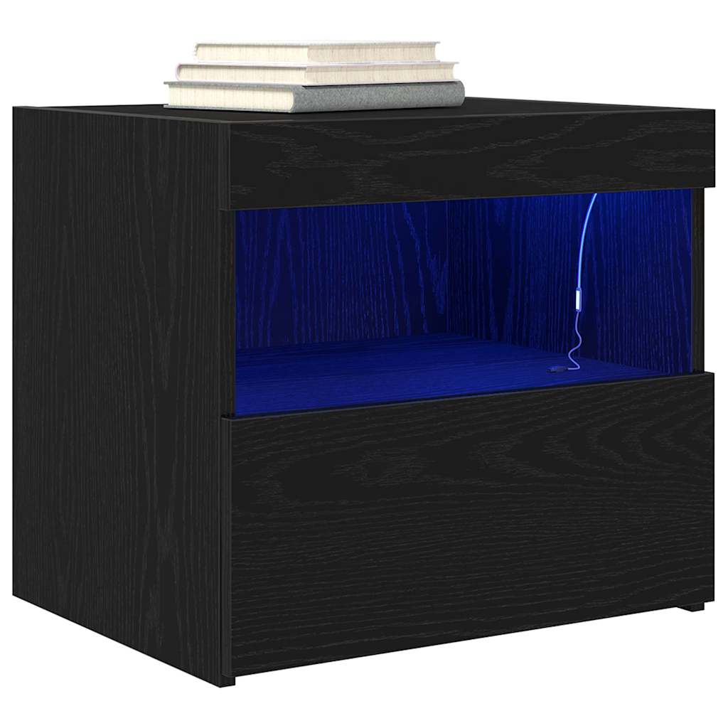 Cabinet de chevet avec tiroir 2 pcs Chêne noir 50 x 40 x 45 cm - XIOS
