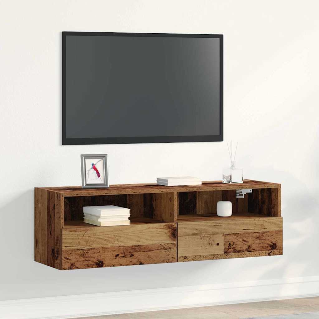 Cabinet TV Mural Bois ancien 100x30x30cm Bois Ingénierie - XIOS