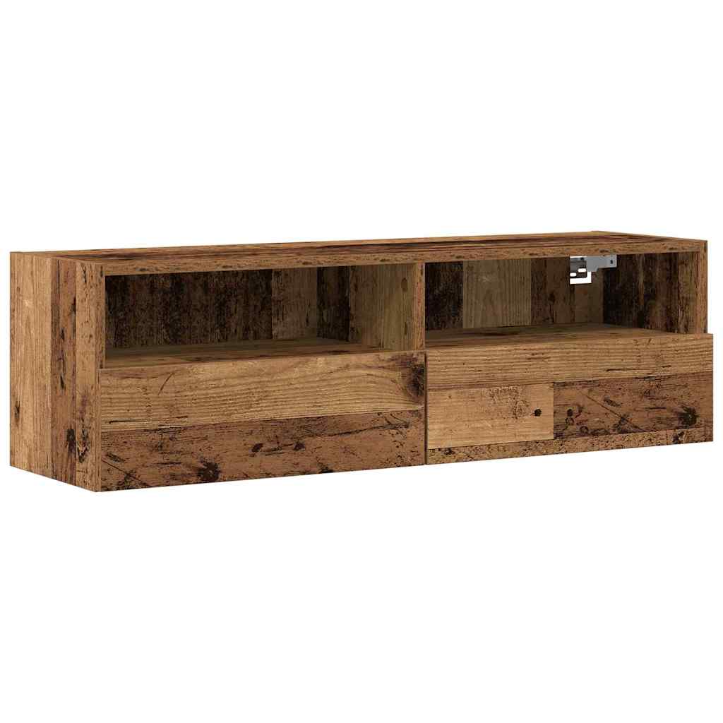 Meuble TV mural 2 pcs Bois Ancien 100 x 30 x 30 cm