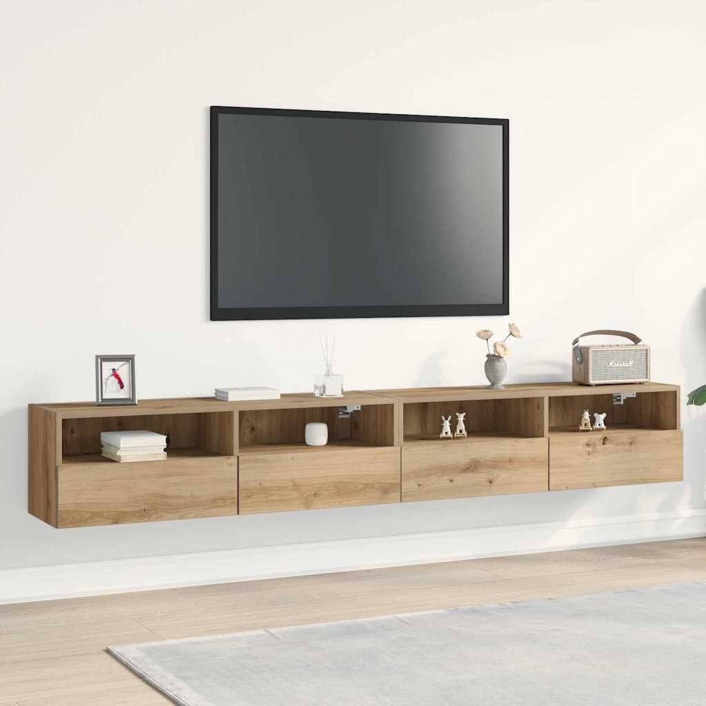 Meuble TV mural 2 pcs chêne artisanal 100 x 30 x 30 cm - XIOS