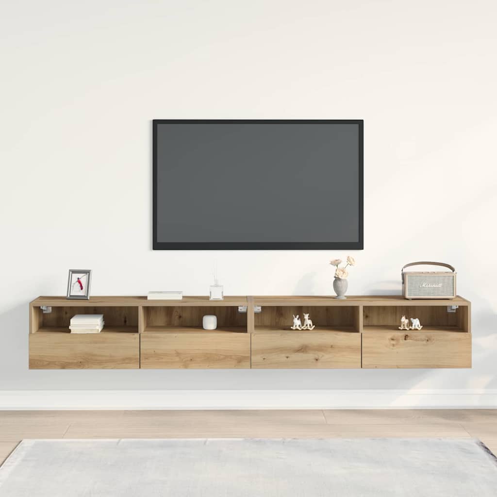 Meuble TV mural 2 pcs chêne artisanal 100 x 30 x 30 cm - XIOS