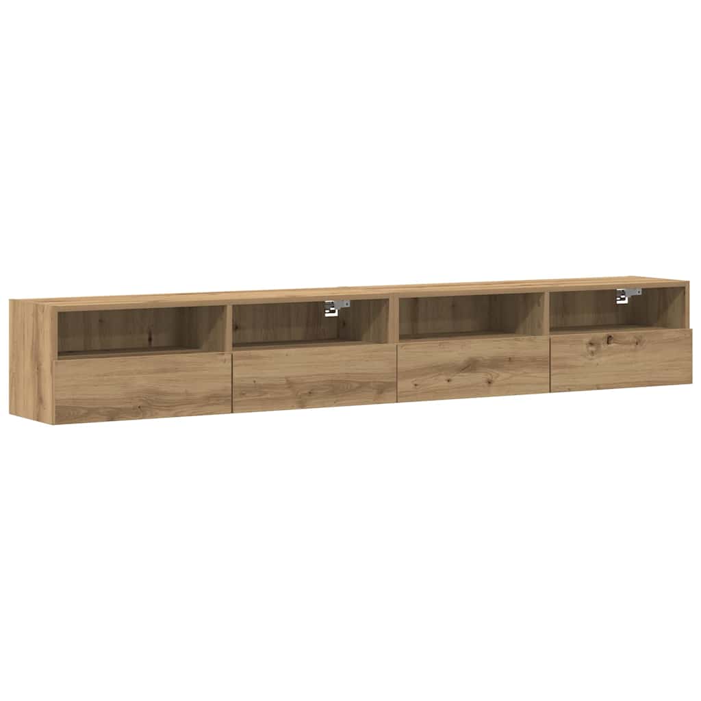 Meuble TV mural 2 pcs chêne artisanal 100 x 30 x 30 cm - XIOS