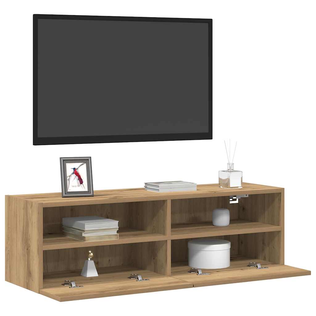 Meuble TV mural 2 pcs chêne artisanal 100 x 30 x 30 cm - XIOS