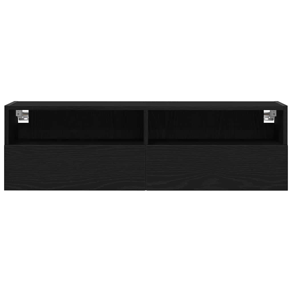 Meuble TV mural Montage mural 2 pcs Chêne noir 100 x 30 x 30 cm - XIOS
