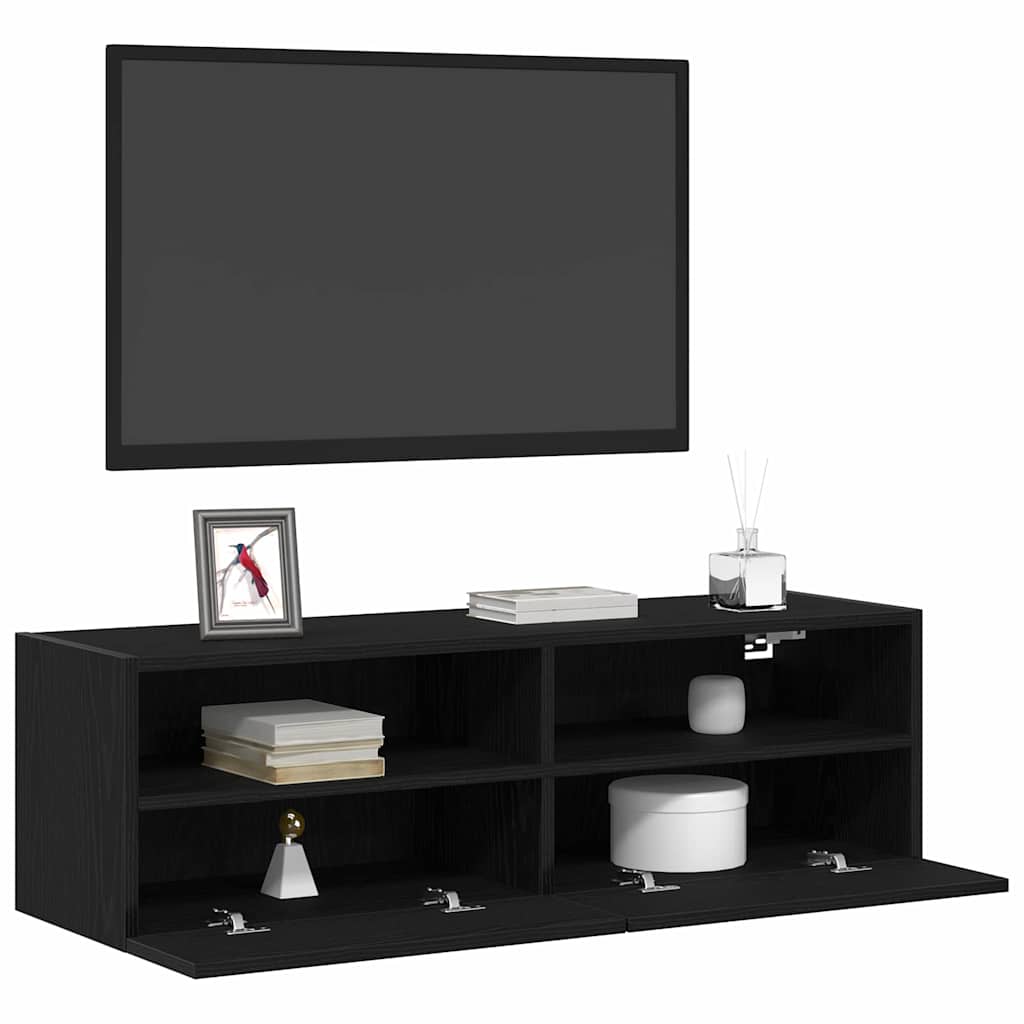 Meuble TV mural Montage mural 2 pcs Chêne noir 100 x 30 x 30 cm - XIOS