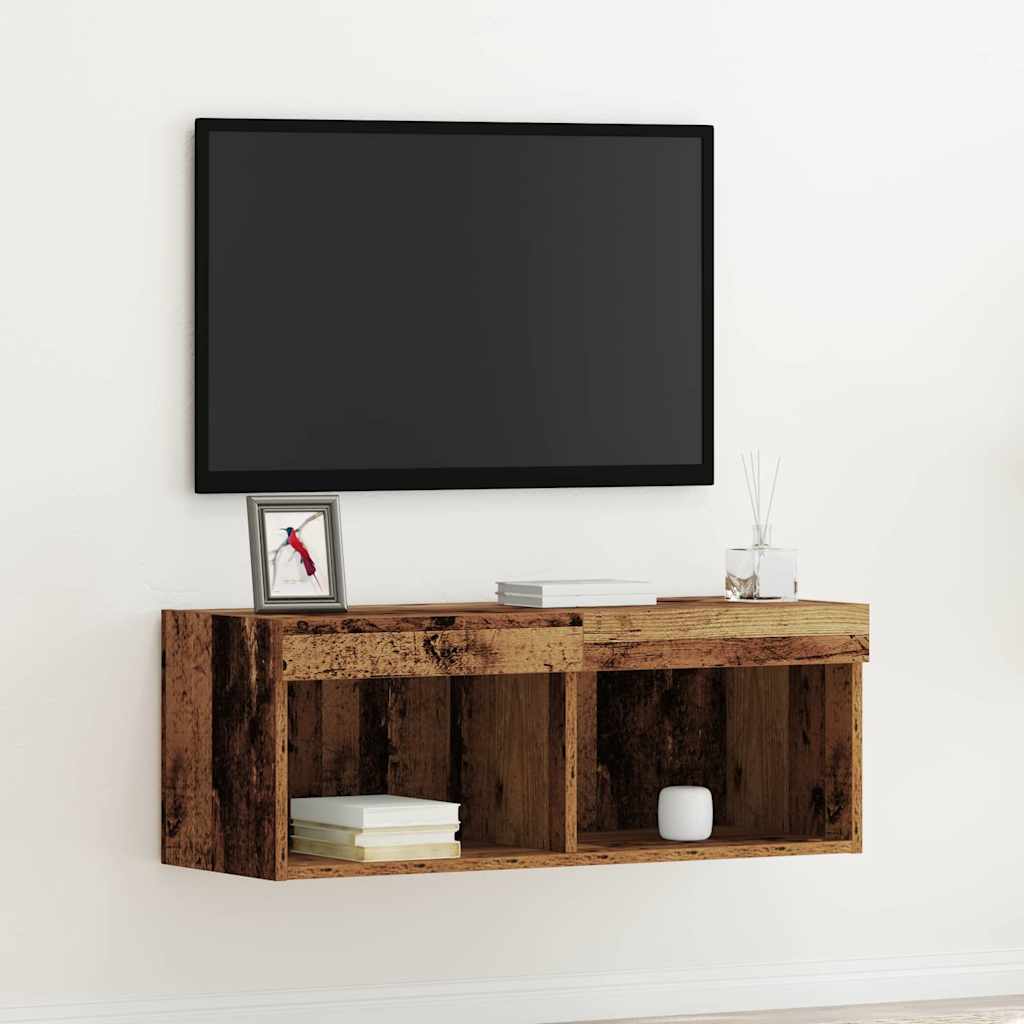Ensemble meuble TV Montage mural Bois ancien 80 x 30 x 30 cm