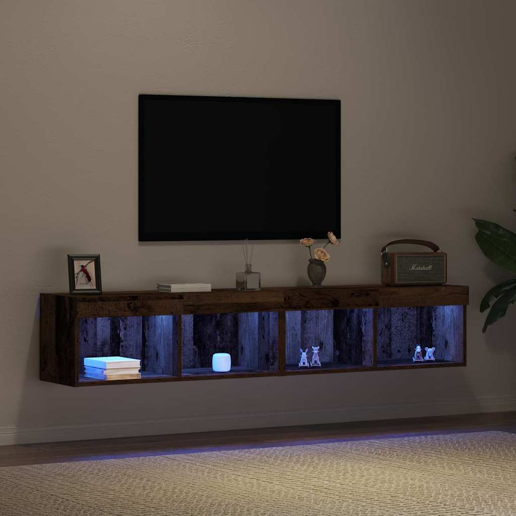 Ensemble meuble TV avec LED 2 pcs Bois ancien 80 x 30 x 30 cm - XIOS