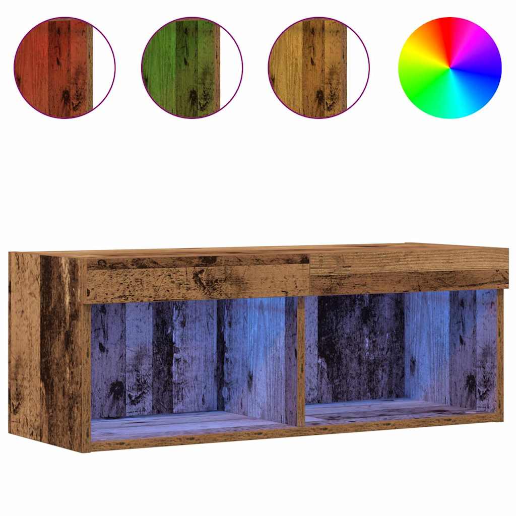 Ensemble meuble TV avec LED 2 pcs Bois ancien 80 x 30 x 30 cm - XIOS
