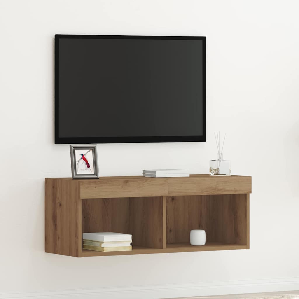 Meuble TV chêne artisanal 80 x 30 x 30 cm Bois d'ingénierie - XIOS